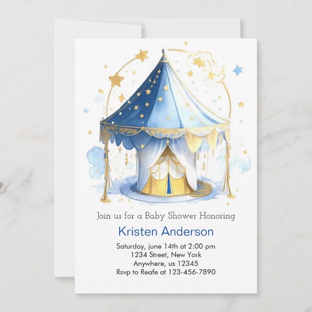 Circus Carousel Adventure Awaits Boy Baby Shower Invitation (Front)