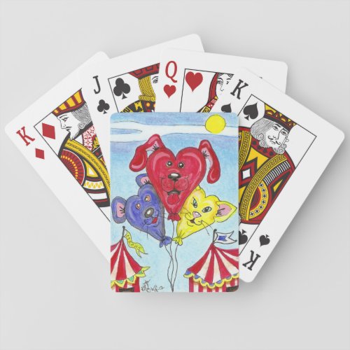 Circus Cat Dog Mouse Cartoon Balloon Art Poker Cards