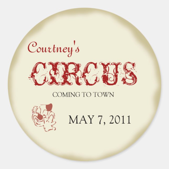 Circus Childrens Birthday Sticker (Front)