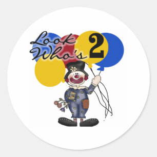 Circus Clown 2nd Birthday Classic Round Sticker