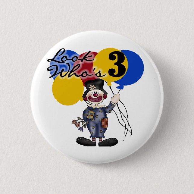Circus Clown 3rd Birthday Tshirts and Gifts Button (Front)