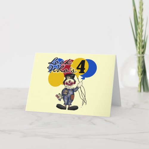 Circus Clown 4th Birthday Tshirts and Gifts Card