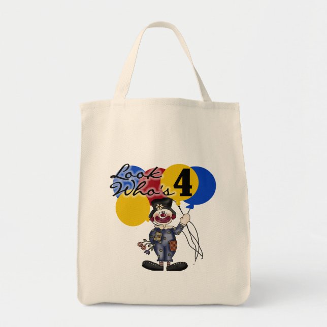 Circus Clown 4th Birthday Tshirts and Gifts Tote Bag (Front)