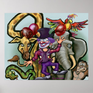 Circus Clown and Animals Poster