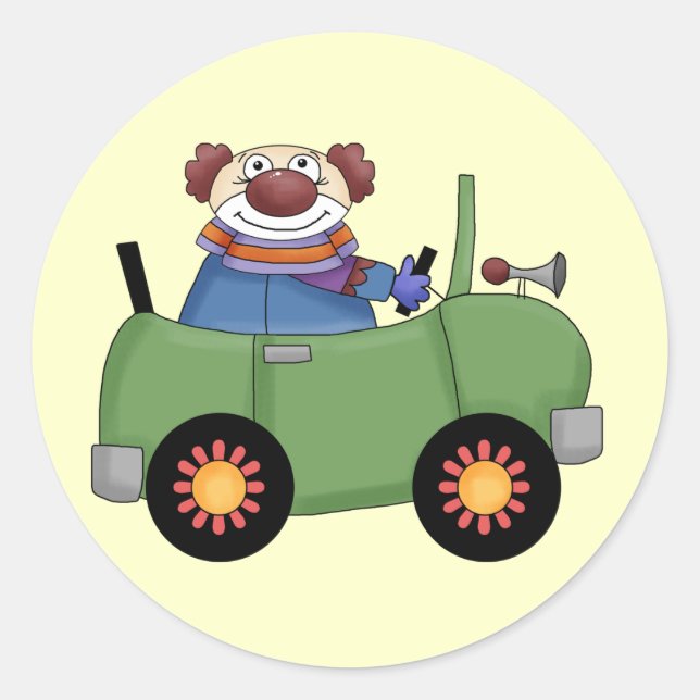 Circus Clown Car Classic Round Sticker (Front)
