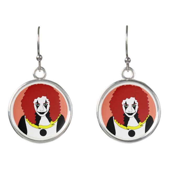 Circus Clown Girl side show freak horror goth art Earrings (Front)