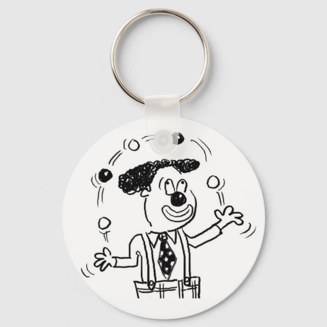 Circus Clown Juggler Juggling Illustration Keychain (Front)