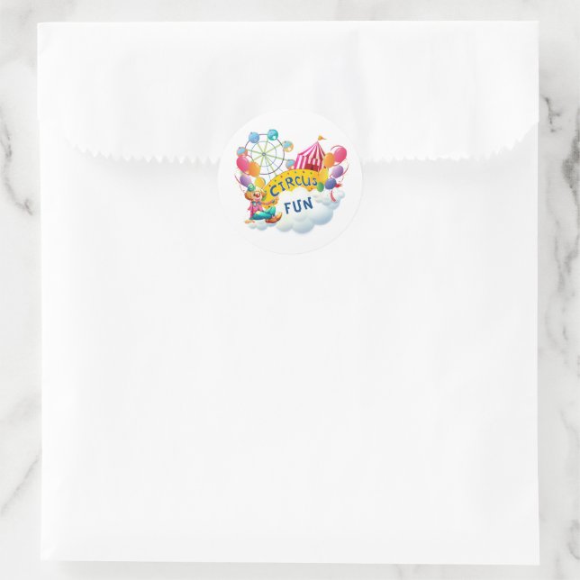 Circus Clown Party  Classic Round Sticker (Bag)