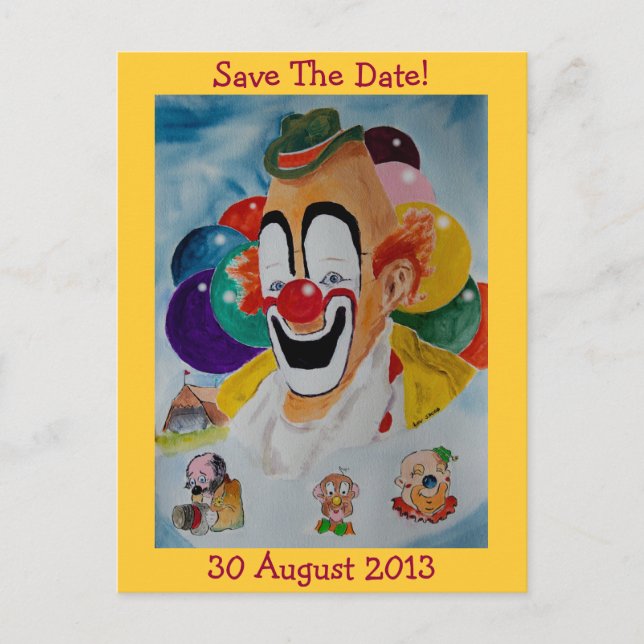 Circus Clown - Save The Date Postcard (Front)
