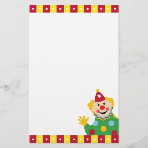 Circus Clown with Stars Stationery