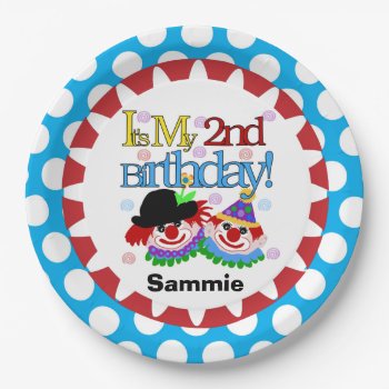 Circus Clowns 2nd Happy Birthday Paper Plates by kids_birthdays at Zazzle