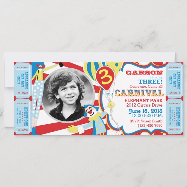 Circus Clowns Birthday Invitation (Front)