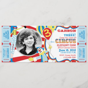 Circus Clowns Birthday Invitation
