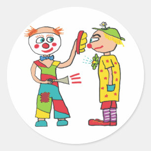 Circus Clowns Classic Round Sticker