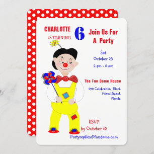 Circus Clowns Fun Kids Birthday Party Editable Invitation