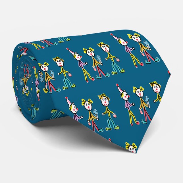 Circus Clowns Neck Tie (Rolled)