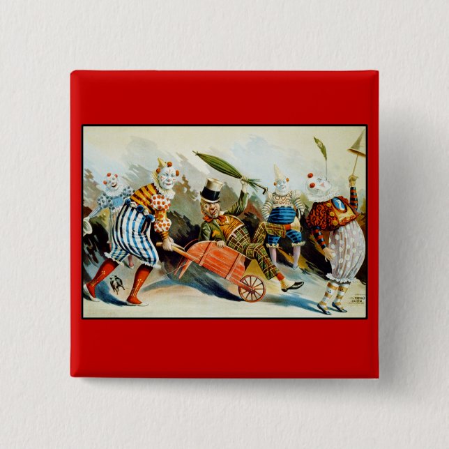 Circus Clowns - Vintage Fine Art Button (Front)