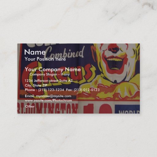 Customizable Circus, 'Clyde Beatty and Cole Bros' Retro Theater Business Cards