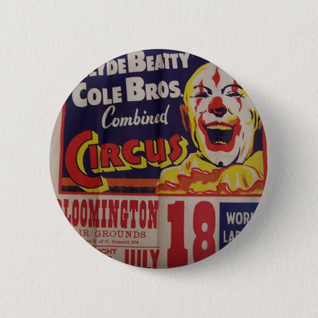 Circus, 'Clyde Beatty and Cole Bros' Retro Theater Pinback Button (Front)