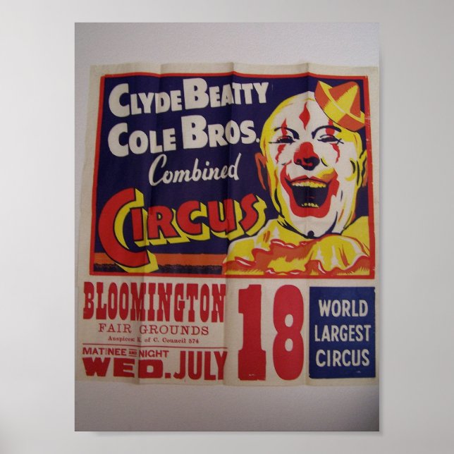Circus, 'Clyde Beatty and Cole Bros' Retro Theater Poster (Front)