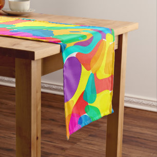 Circus Colors Chaos Abstract Art Pattern Long Table Runner
