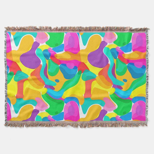 Circus Colors Chaos Abstract Art Pattern Throw Blanket (Front)