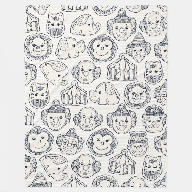 circus cookies indigo ivory fleece blanket (Front)