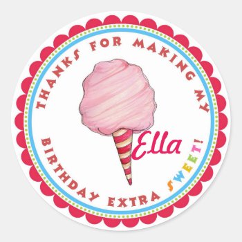 Circus Cotton  Candy Birthday Party Favor Stickers by ThreeFoursDesign at Zazzle