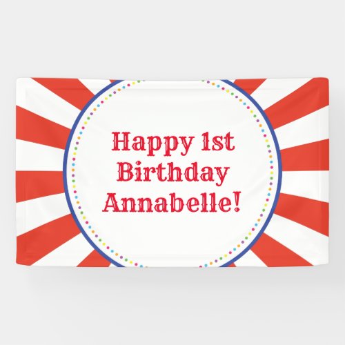 Circus Cute Colorful 1st Birthday Party Theme Banner