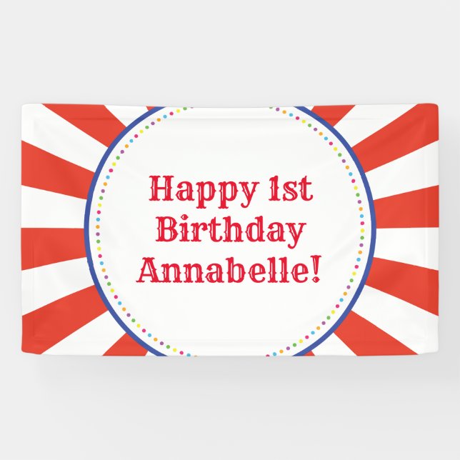 Circus Cute Colorful 1st Birthday Party Theme Banner (Horizontal)
