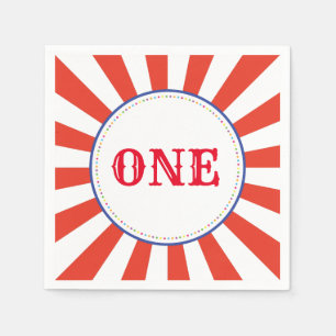 Circus Cute Colorful 1st Birthday Party Theme Napkins