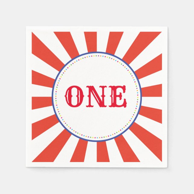 Circus Cute Colorful 1st Birthday Party Theme Napkins (Front)