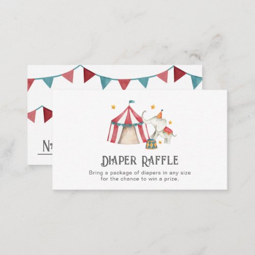 Circus Diaper Raffle Ticket  Circus Baby Shower Enclosure Card