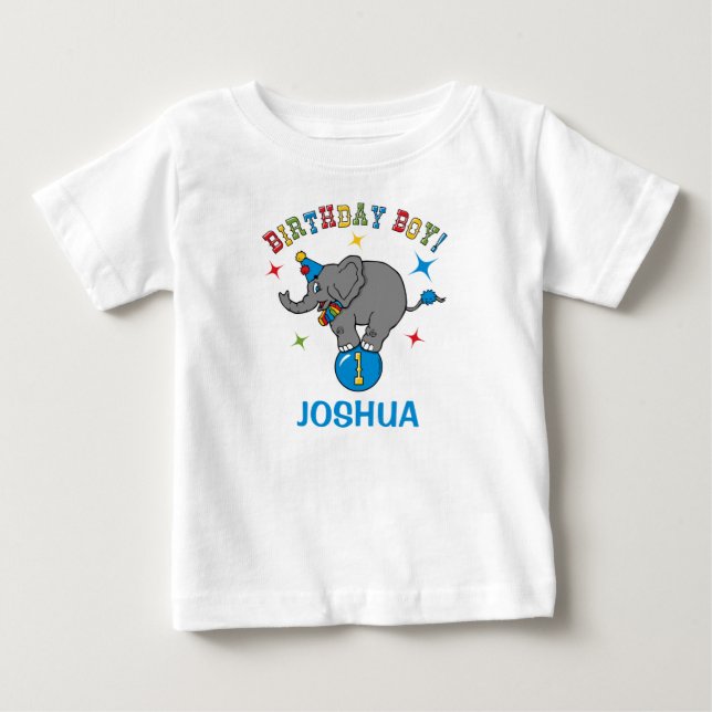 Circus Elephant 1st Birthday Baby T-Shirt (Front)