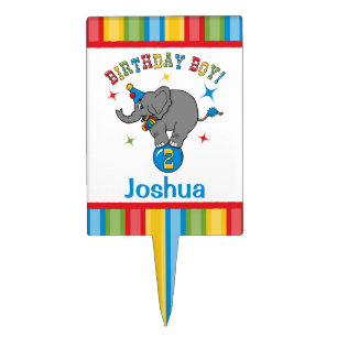 Circus Elephant 2nd Birthday Cake Topper