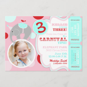Circus Elephant Birthday Invitation