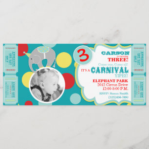 Circus Elephant Birthday Invitation