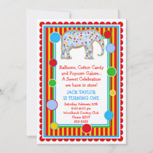 Circus Elephant Birthday Invitation- Primary Invitation