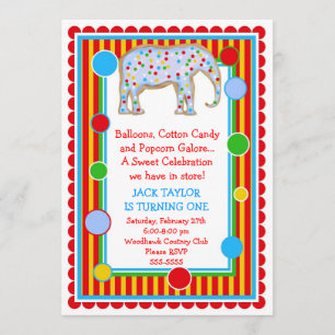 Circus Elephant Birthday Invitation- Primary Invitation