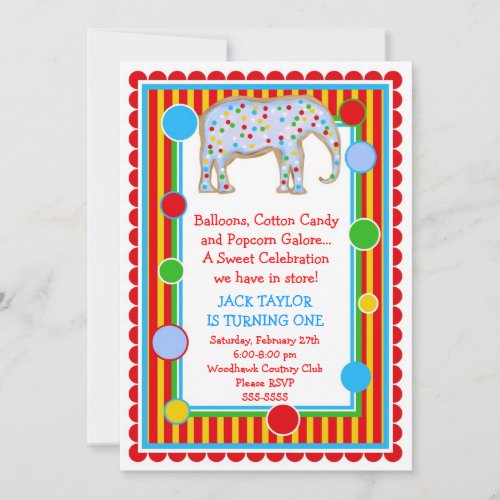 Circus Elephant Birthday Invitation- Primary