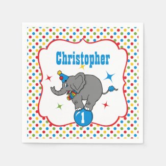 Circus Elephant Birthday Napkin