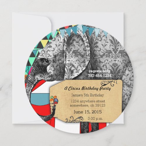 Circus Elephant Birthday Party Invitation Bunting