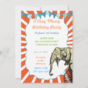 Circus Elephant Birthday Party Invitation Bunting