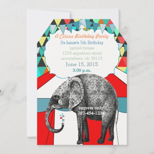 Circus Elephant Birthday Party Invitation Bunting