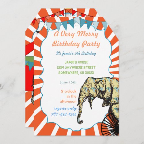 Circus Elephant Birthday Party Invitation Bunting