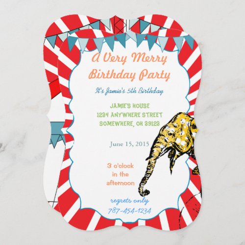 Circus Elephant Birthday Party Invitation Bunting
