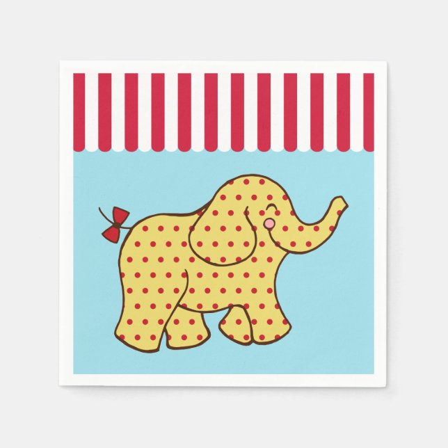 Circus Elephant Birthday Party Napkins (Front)