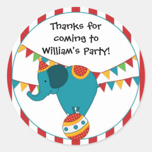 Circus Elephant Birthday Party Sticker