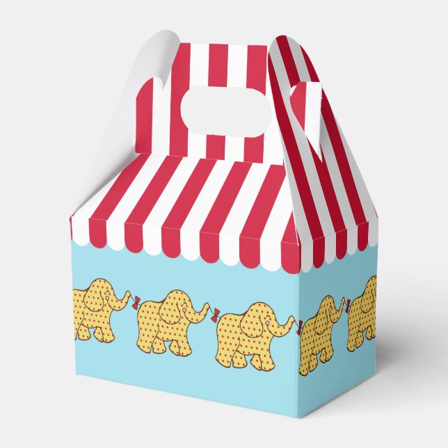 Circus Elephant Carnival Tent Kids Party Favor Box (Front Side)