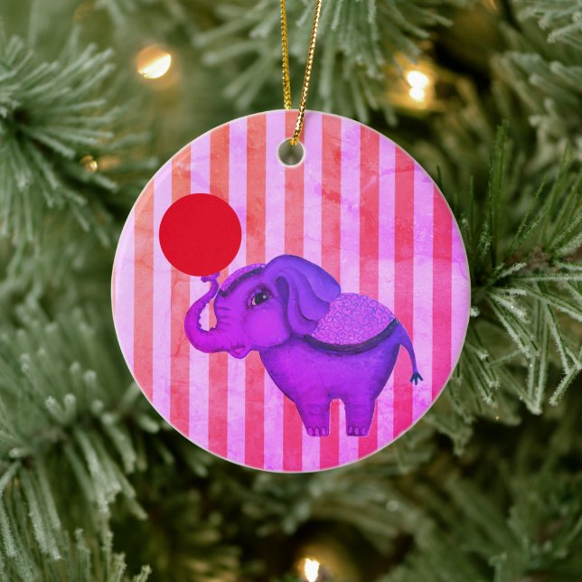 Circus Elephant Ceramic Ornament (Tree)